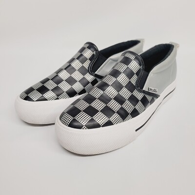 MUDD Poppy Black Silver Checkerboard Flat Slip On Womens Shoes Size 8