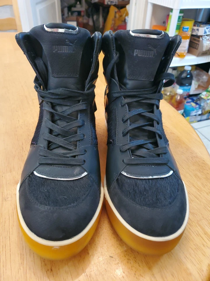Alexander McQueen X PUMA High-top sneakers US 9 Auth Womens Black Gold Silver - Image 2 of 4