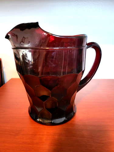 Early Anchor Hocking Georgian Ruby Red Pitcher