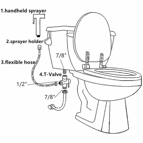 Sliver Bidet Spray Handheld Shattaf Bathroom Sprayer Shower Head +Hose Kit US - Picture 12 of 12