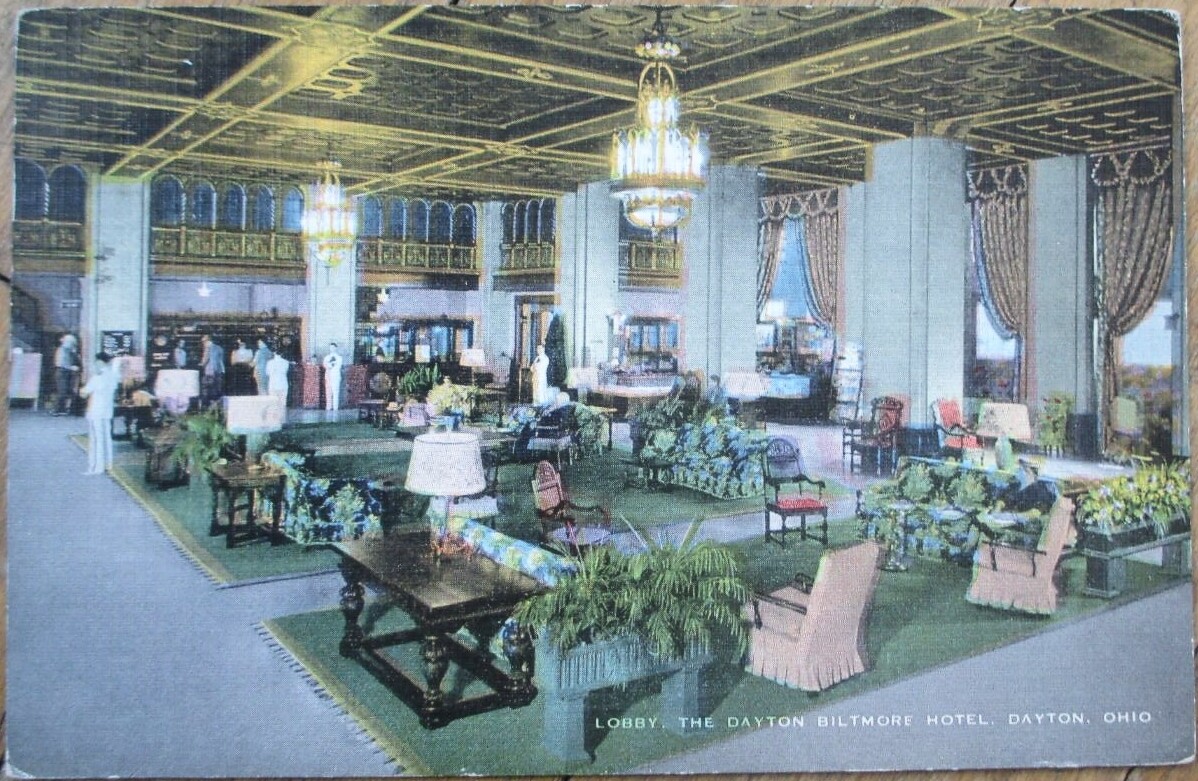 Dayton, OH 1944 Postcard: Biltmore Hotel Lobby Interior - Ohio | eBay