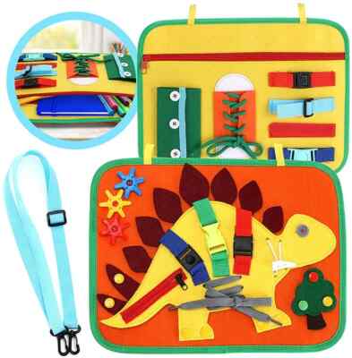 Busy Board Montessori Toys for Toddlers, Dinosaur Sensory Activity Board