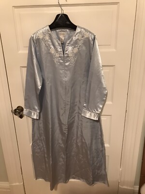Adonna WomensNightgown romantic Blue maxi modest satiny shiny Size Small Vintage