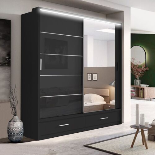 Modern Sliding Wardrobe with LED Light | Stylish Bedroom Storage Solution - Picture 11 of 19