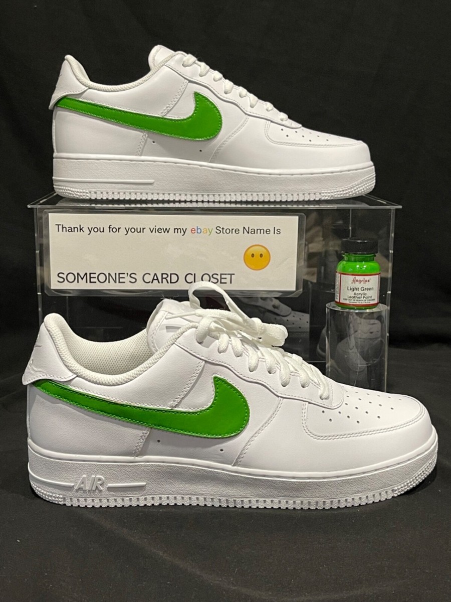 Nike Air Force Low White (Light Green Custom Painted Swoosh) SC-#41W
