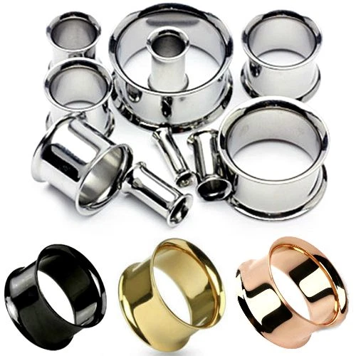 MEDIDORES DE OREJA TÚNELES DE CARNE DE OREJA OJALES DE ACERO INOXIDABLE-TAPONES PARA LOS OÍDOS-CARNE-PAR Foto 3 de 4