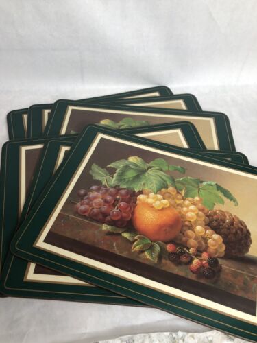 6 Pimpernel Fruit Placemats Cork Back 9” x 12” Grapes Orange Berries Green - Picture 3 of 10