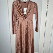 Zara Knotted Beige Pink Dress / Size Small / NWT