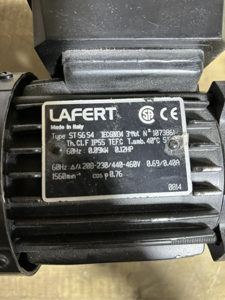 Lafert ST56S4 .09 kW (.12 HP) 1560 RPM Electric Motor 208-230/460VAC 3PH - Image 2 of 4