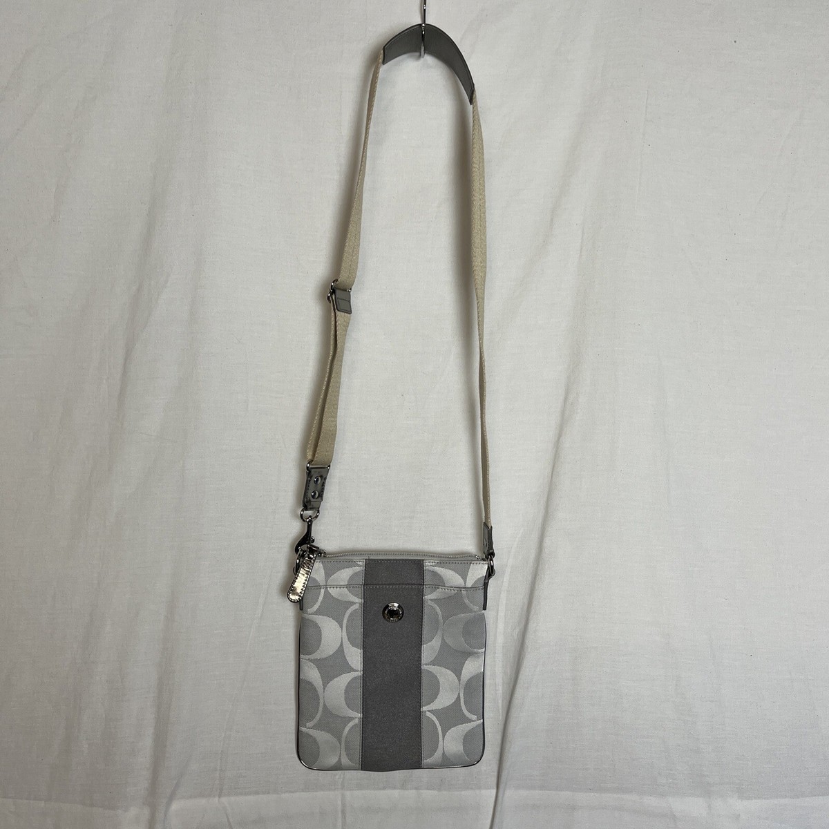 Coach Gray Signature Canvas Crossbody Bag Zip Closure 42246 | eBay