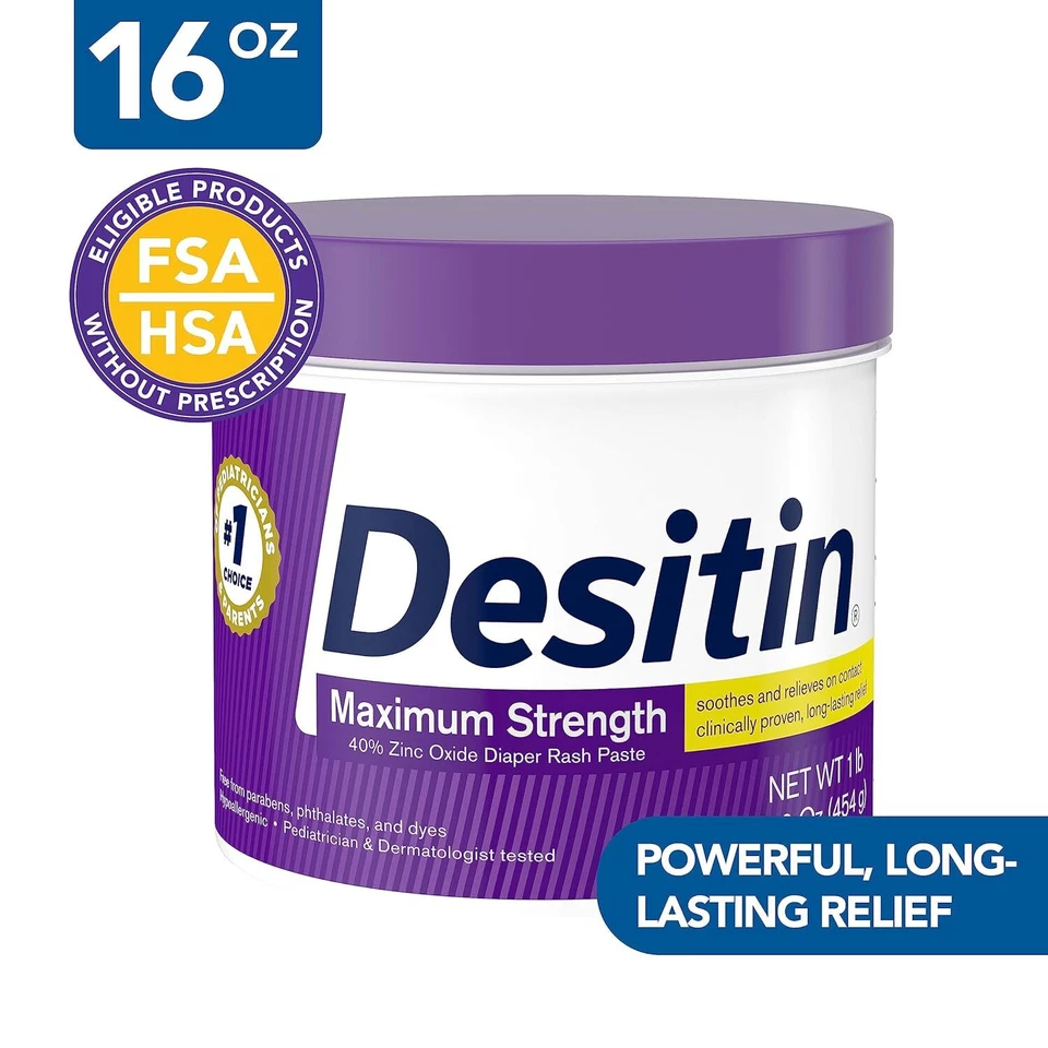 Creme para assaduras cutâneas Desitin Maximum Strength Baby com 40% 1 libra (pacote com 1) - Imagem 2 de 4