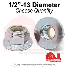 1/2"-13 Grade 5 Nylon Insert Hex Flange Lock Nut Zinc Coarse Thread (Pick Qty)