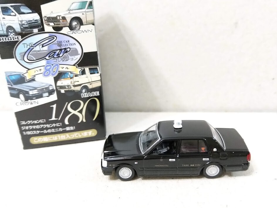 Tomytec 1/80 HO scale model car 80s-Toyota Crown Taxi Yellow