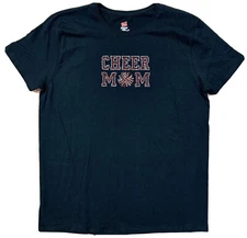 Cheer Mom T-Shirt Black With Sequins Cheerleading Women’s Size Large Excellent!