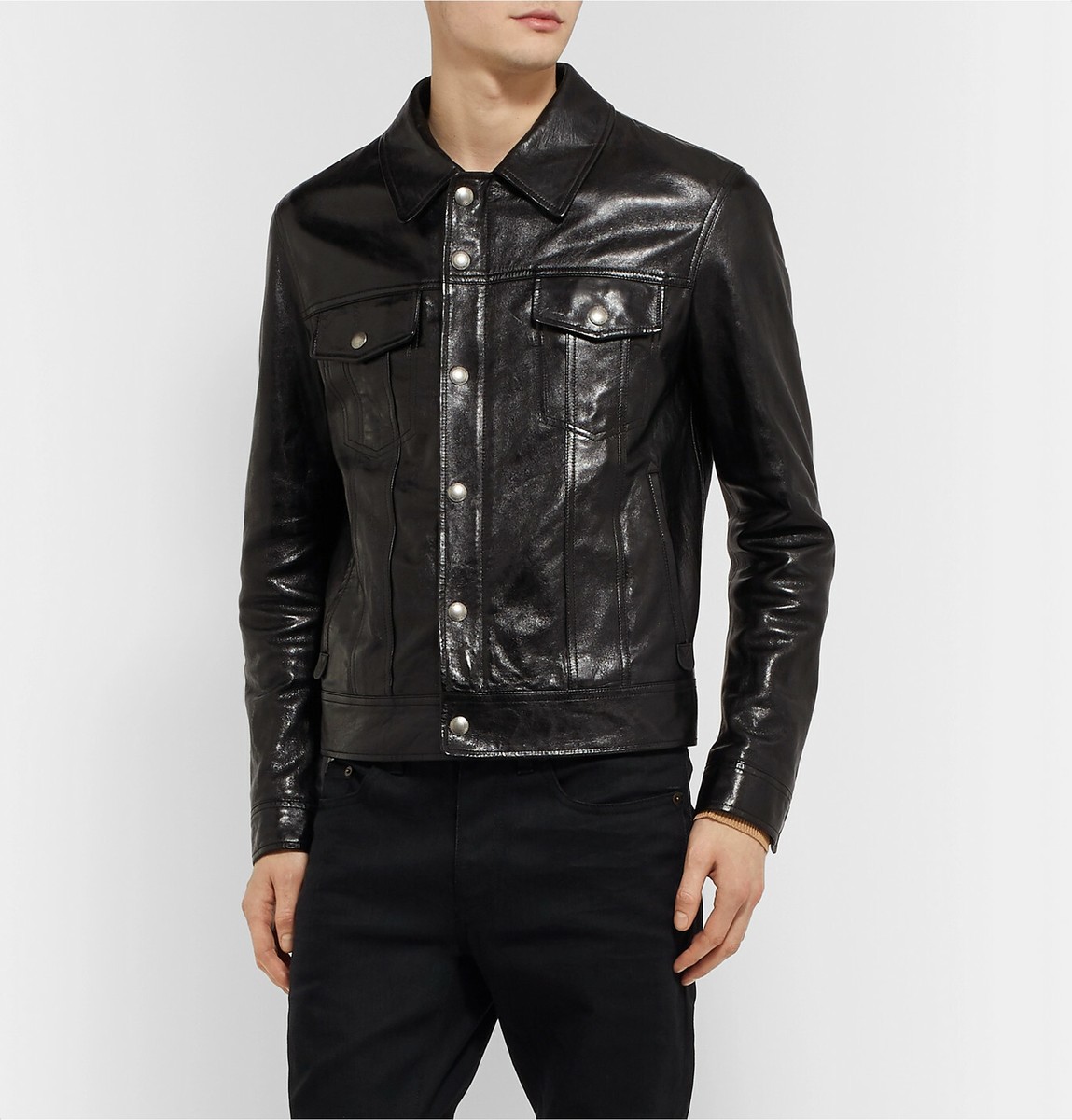 TOM FORD Polished-Leather Black Trucker Jacket IT 52 K09 | eBay TOM FORD Polished-Leather Black Trucker Jacket IT 52 K09 | eBay
