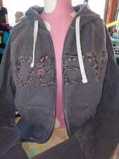 VINTAGE Women's Junior's OBEY Full Zip Hoodie Sweatshirt Medium Gray