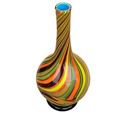 Stunning 17" Murano Style Footed Swirl Twist Hand Blown Glass Vase 10lb Vintage
