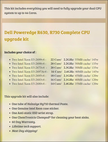 Dell Poweredge R630,R730,R730XD CPU Processor to 44 Core E5-2699V4 Matched - Picture 2 of 9