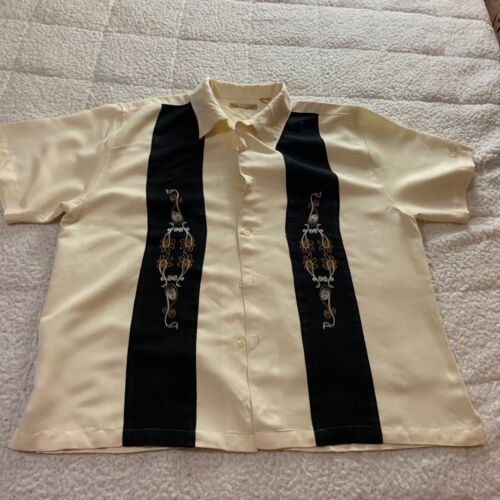 The Havanera Co. Shirt Casual Button Down Men Yellow Black Size XL - Photo 1/8