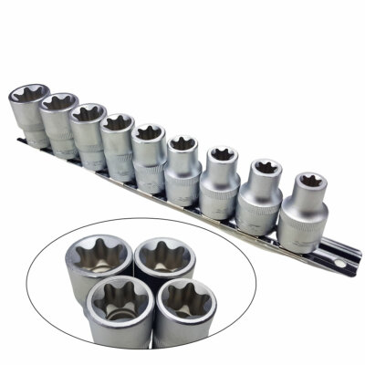 ASTA 9 tlg Torx E-Profil Steckschlüsseleinsätze 1/2'' Antrieb Nüsse Stecknuss