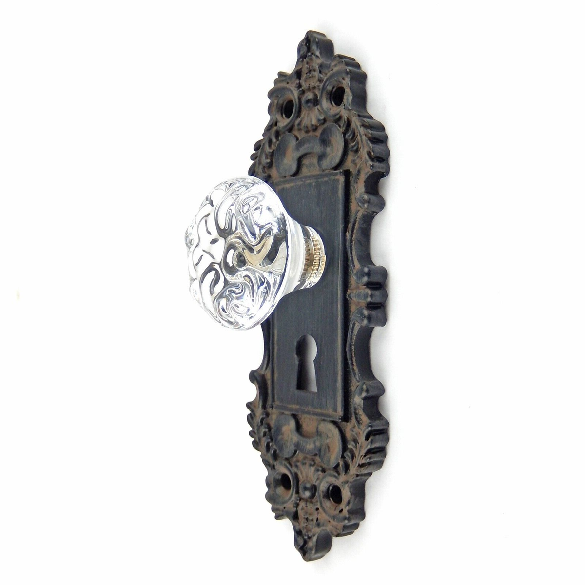Metal Vintage Door Plate Wall Hook With Acrylic Knob Keyhole