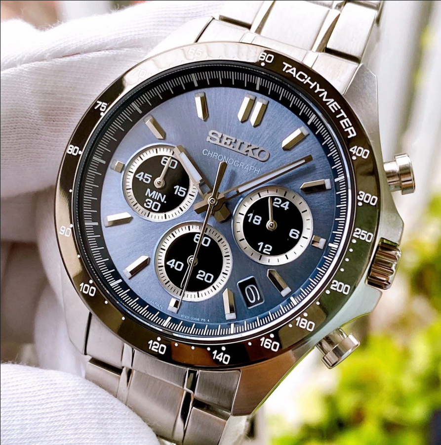 Seiko Spirit SBTR027 Chronograph Blue Dial Stainless Steel Men's