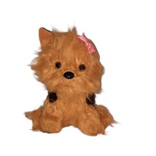 2019 Dan Dee Yorkie Yorkshire Terrier Pink Polka Dot Bow Plush Stuffed Toy 7"