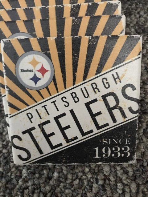 NEW NFL PITTSBURGH STEELERS 8 CERAMIC TILE MAN CAVE DRINK ...