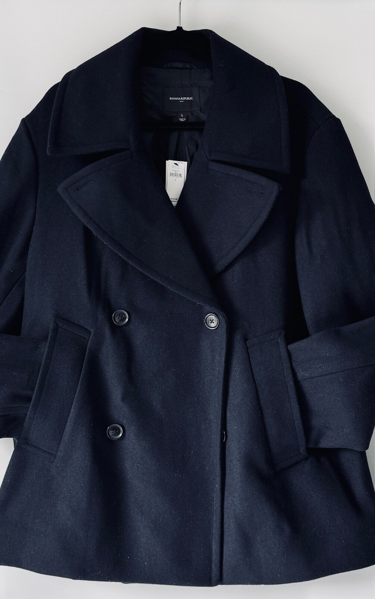 NWT BANANA REPUBLIC MEN WOOL BLEND PEA COAT Outerwear Coat Jacket