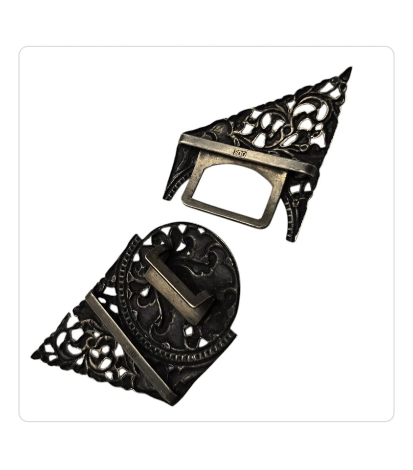 Antique 800 Silver Orchid Flower Nurses Floral Buckle - Image 2 of 4