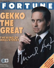 Michael Douglas Signed Auto Wall Street Fortune Replica Magazine Prop Photo BAS