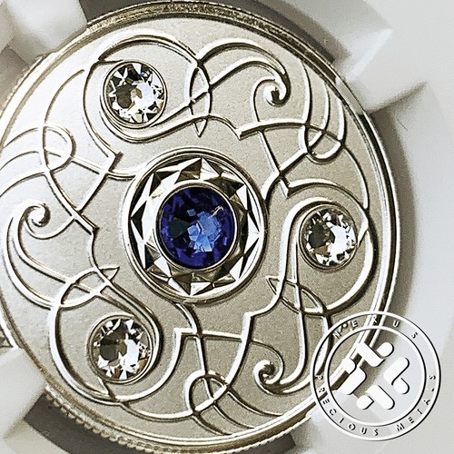 2020 NGC Reverse Proof 70 Birthstone September Silver Coin w Swarovski Crystals - Picture 5 of 6
