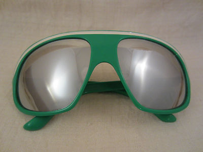 CEBE FRANCE SONNENBRILLE VINTAGE SUNGLASSES GRÜN STRIPES VERSPIEGELT FUNKY 70'er