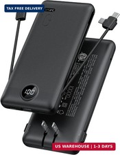 Portable Charger, Power Bank Built-in Cables and AC Wall Plug