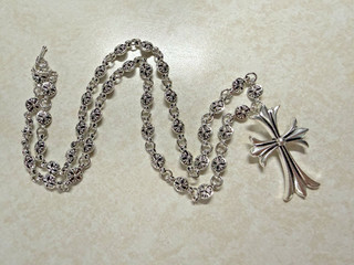 Collana croce stile gotico argento sterling pesante gioielli vintage senza riserva