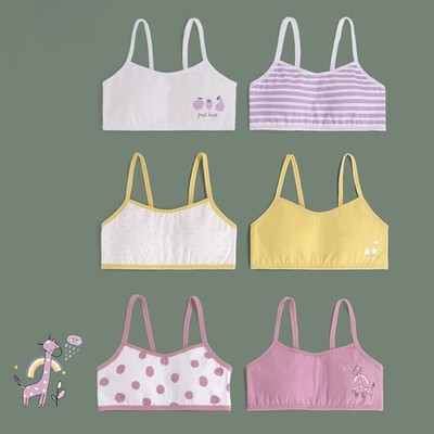 Girls' Stretch Cotton Training Bras 2 PACK Sport Bras Crop Cami 8-10 10-12 12-14