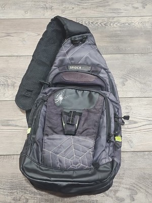 SpiderWire Black Fishing Backpack Crossbody Sling Tackle Bag, Outdoor
