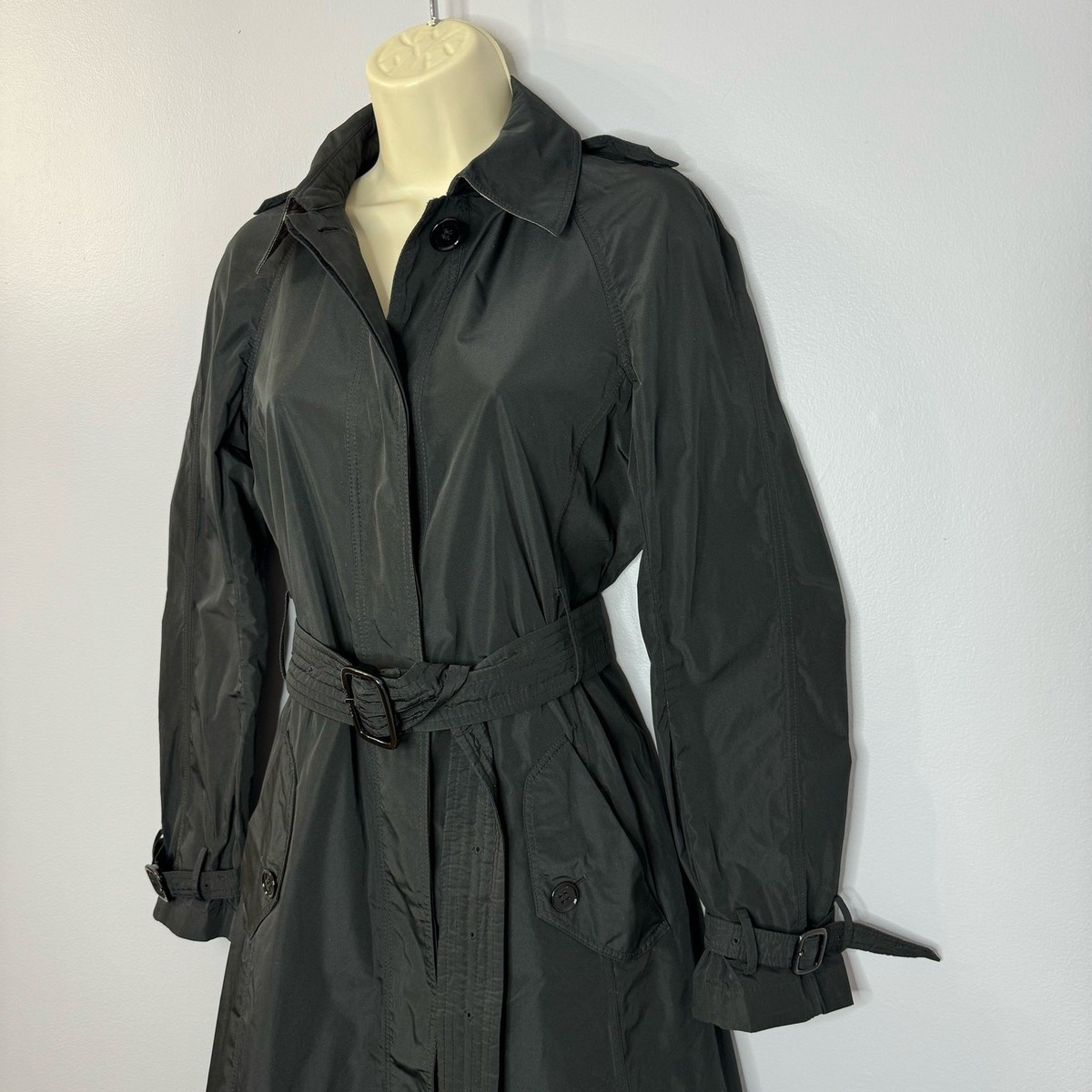 Burberry London Black Belted Trench Coat Jacket Raincoat