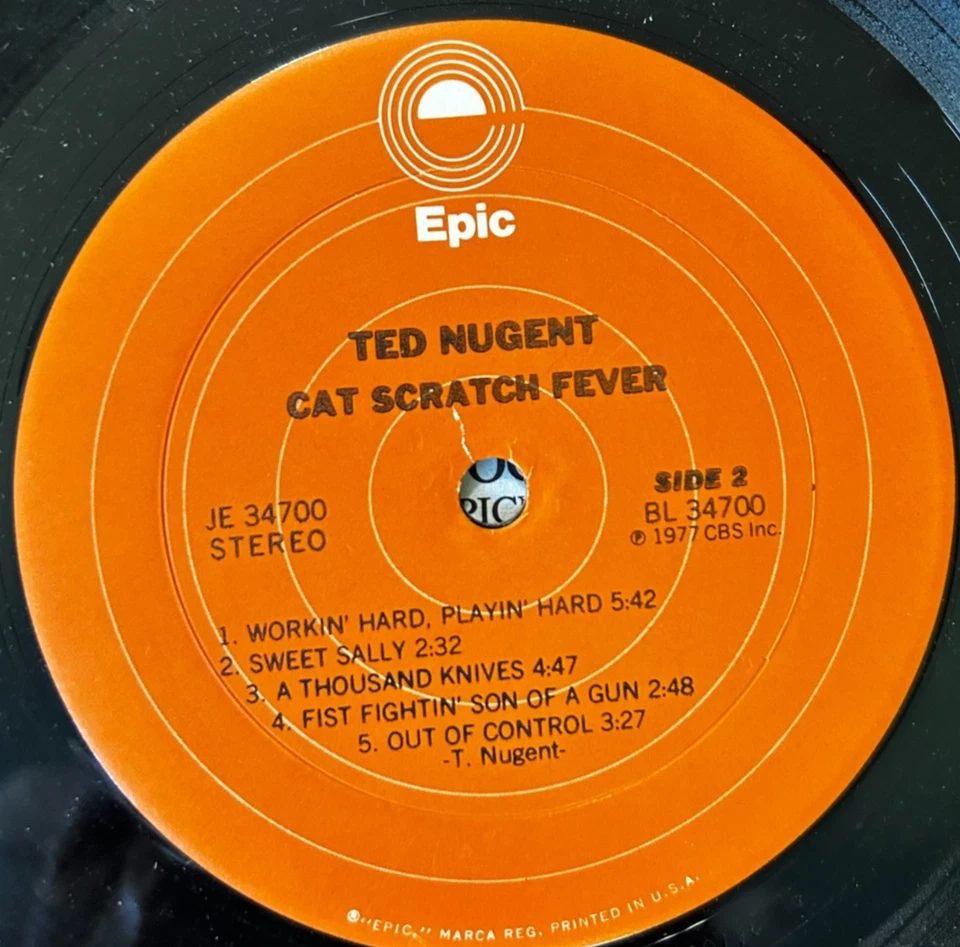 Ted Nugent - Cat Scratch Fever - 1977 Epic JE 34700 Gatefold LP + Inner VG - Image 3 of 4