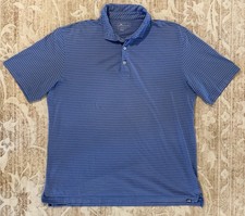 Peter Millar Polo Shirt Men s Large Blue Striped Pima Cotton Short Sleeve Golf