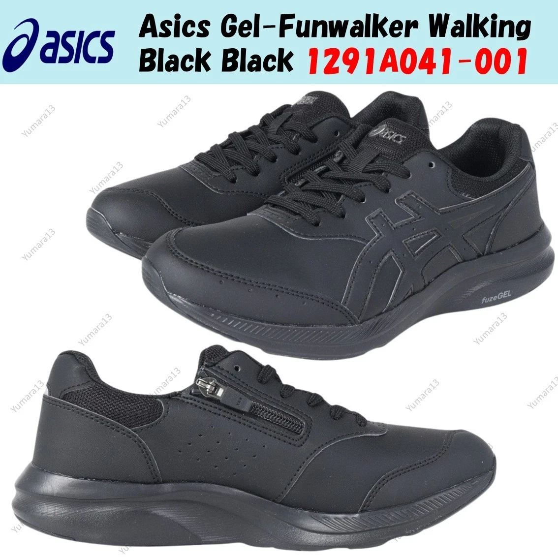 Asics Gel-Funwalker Walking Black Black 1291A041-001 Men's Size