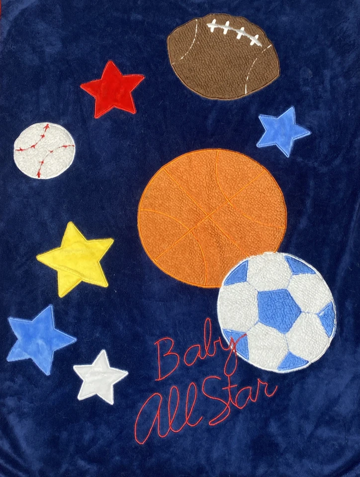 Manta deportiva Koala Baby All Star azul roja bebé sherpa fútbol baloncesto Foto 2 de 4