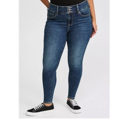 Torrid Premium Jeggings Super Soft Dark Wash High Rise Button Up Plus Size 28R