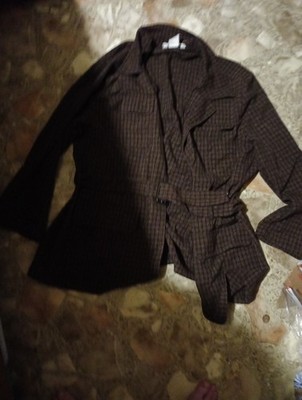 It's Per-fit Jacket With Belt 18w Brown Checkered Women's