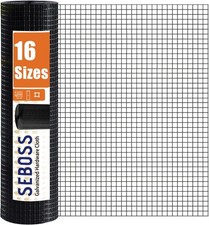 SEBOSS Black Hardware Cloth 1/2 inch 48 x 100 Ft 19-Gauge, Vinyl Coated Wire Mes