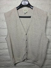 Vintage 90s Eddie Bauer Sweater Vest XL Tall Oatmeal Knit Cardigan Made in USA