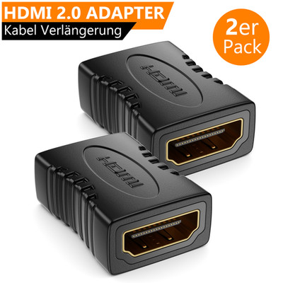 2x HDMI Adapter HDMI-Buchse / HDMI- Kupplung 4K @ 60Hz Verlängerung HD Verbinder