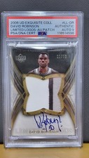 2005-06 UD EXQUISITE COLLECTION DAVID ROBINSON LIMITED LOGOS PATCH AUTO /50 PSA