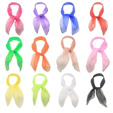 12 Pcs 50s Chiffon Scarf Retro Chiffon Sheer Square Neck Head Scarf for Women