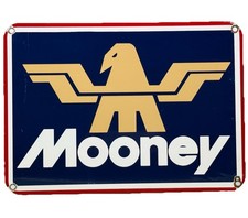 VINTAGE MOONEY PLANE PORCELAIN SIGN AIRCRAFT COMPANY M20 AIRPLANE HANGAR GAS OIL